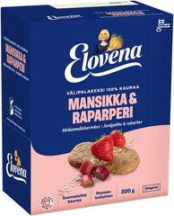 Elovena strawberry-rhubarb whole grain snack Cookie 1 Box of 300g 10.6 oz - Soposopo