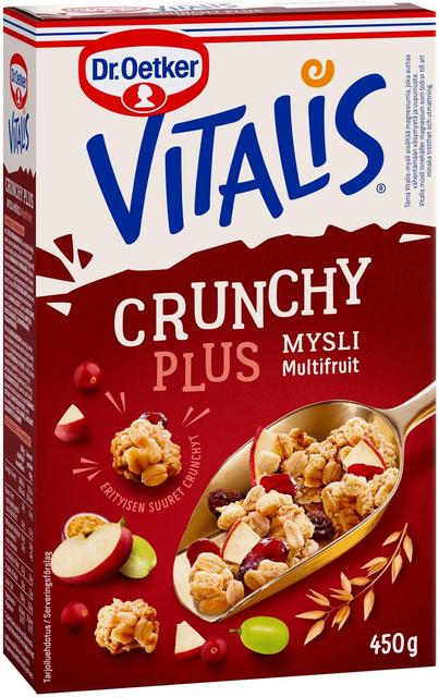 Dr. Oetker Vitalis Crunchy Plus Multifruit Muesli 450 g - Suomibox