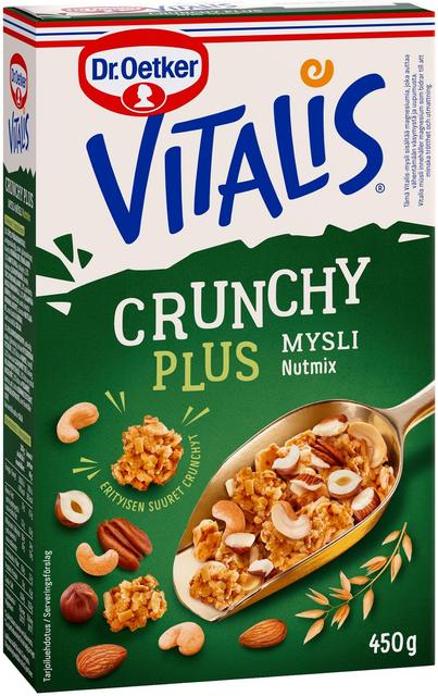Dr. Oetker Vitalis Crunchy Plus Nutmix Muesli 450 g - Suomibox
