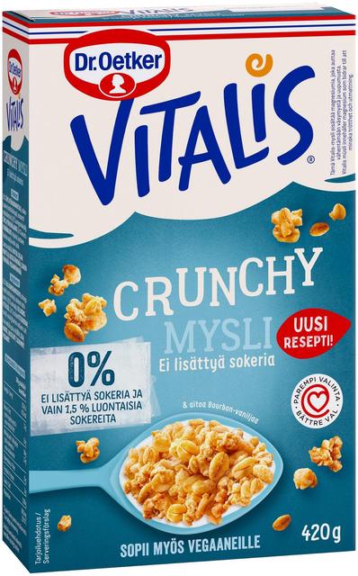 Dr. Oetker Vitalis Crunchy No Added Sugar Whole-Grain Muesli 420 g - Suomibox