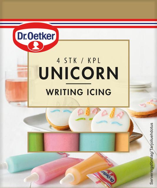Dr. Oetker Unicorn Writing Icing (4pcs) 76g - Suomibox