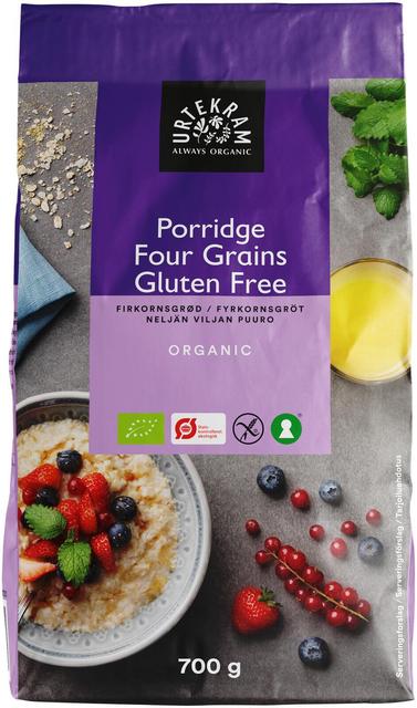 URTEKRAM Organic Gluten-Free Four-Grain Porridge 700 g - Suomibox