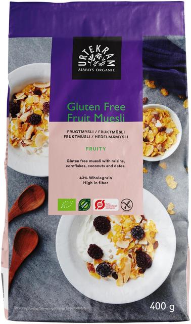 URTEKRAM Organic Gluten-Free Fruit Muesli 400 g - Suomibox