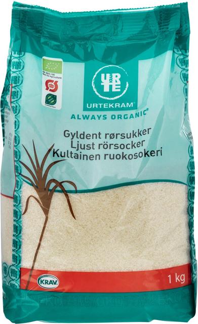 URTEKRAM Organic Golden Cane Sugar 1kg - Suomibox