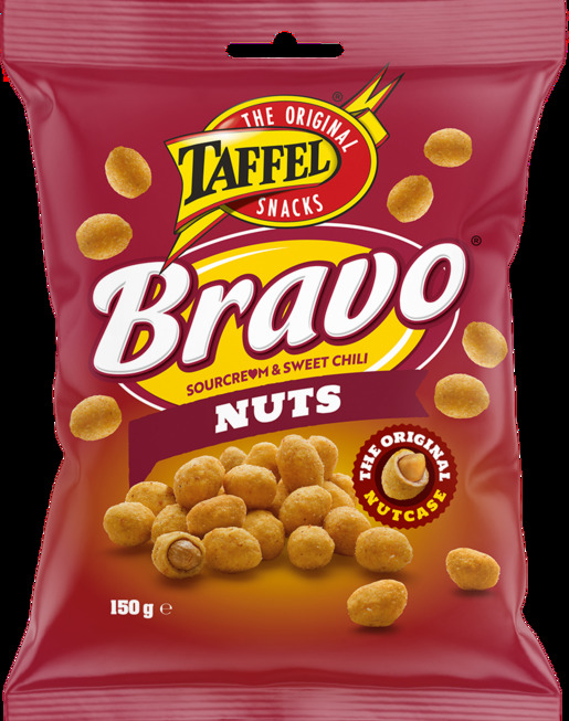 Taffel Bravo Nuts sour cream & sweet chili coated peanuts 1 Pack of 150g 5.3oz - Soposopo