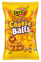 Taffel Nacho Cheese Balls flavored cheese Snacks 1 Pack of 60g 2.1oz - Soposopo