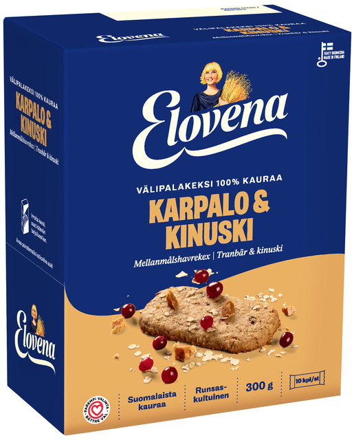 Elovena cranberry-caramel whole grain snack Cookie 1 Box of 300g 10.6 oz - Soposopo