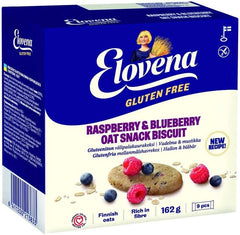 Elovena gluten-free raspberry-blueberry snack oat Cookie 1 Box of 162g 5.7 oz - Soposopo