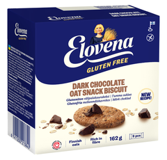 Elovena gluten-free dark chocolate snack oat Cookie 1 Box of 162g 5.7 oz - Soposopo