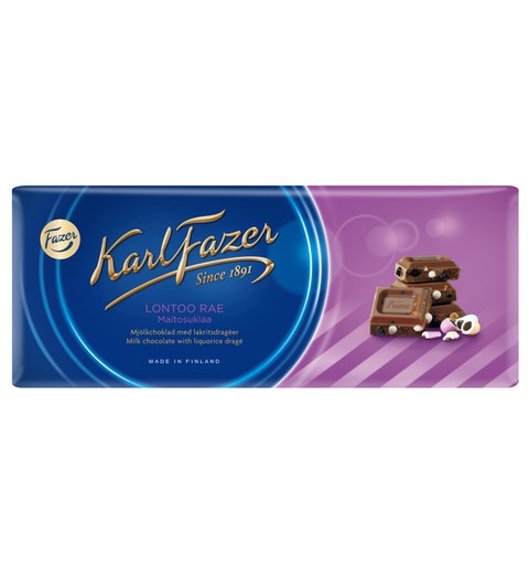 Fazer Karl Fazer Liquorice drage in milk Chocolate 1 bar of 180g 6.3oz - Soposopo