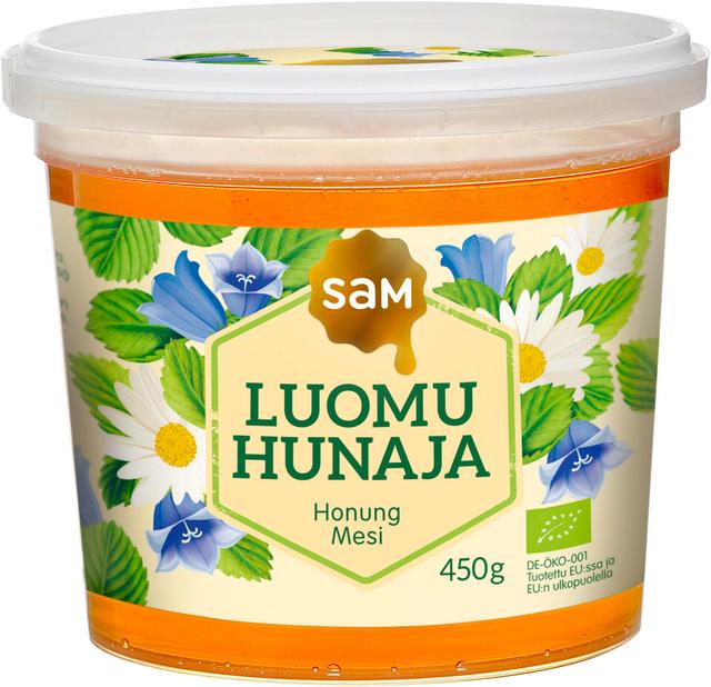 Hunajainen SAM Organic Honey 450g - Suomibox