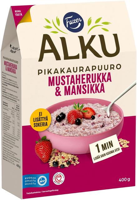 Fazer Alku Blackcurrant & Strawberry Quick Oat Porridge 400 g - Suomibox