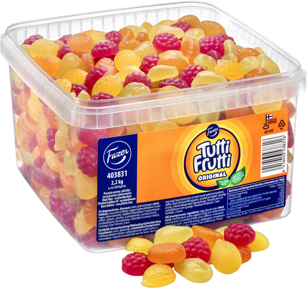 Fazer Tutti Frutti Original Gummy 1 Box of 2.2kg 6.3oz - Soposopo