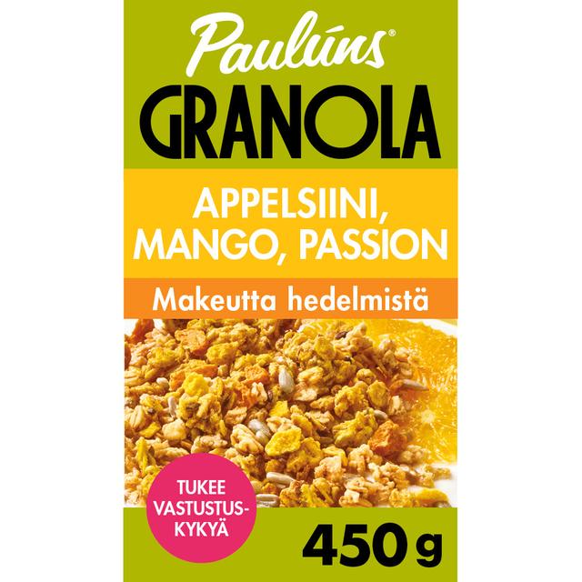 Paulúns Orange-Mango-Passion Fruit Granola Cereal Muesli 450 g - Suomibox