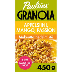 Paulúns Orange-Mango-Passion Fruit Granola Cereal Muesli 450 g - Suomibox