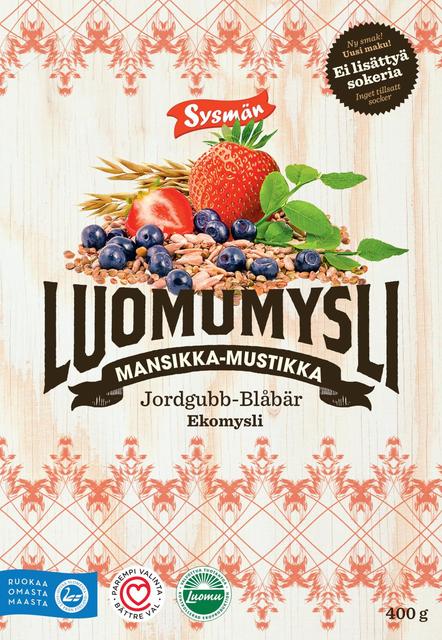 Sysmä Strawberry-Blueberry Organic Muesli 400 g - Suomibox