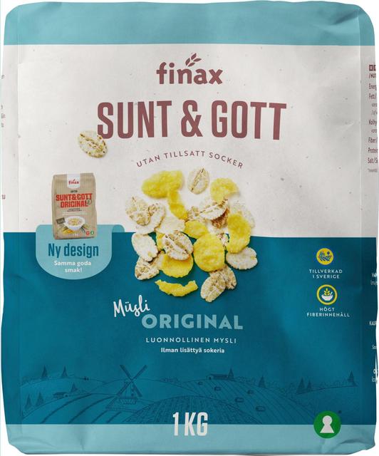 Finax Sunt & Gott Original Authentic Muesli without added sugar 1 kg - Suomibox