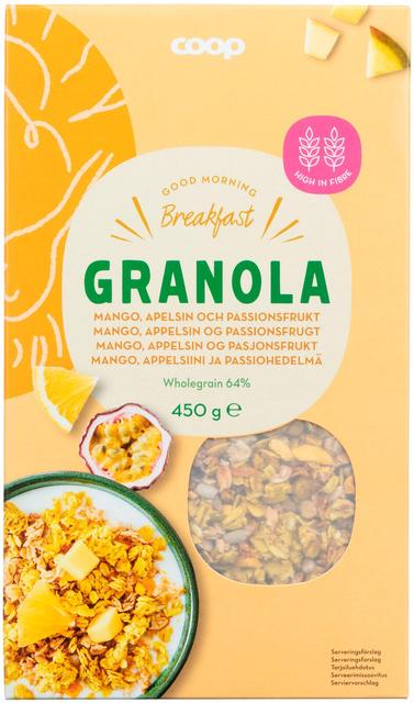 Coop granola mango. appelsiini ja passionhedelmä 450 g - Suomibox