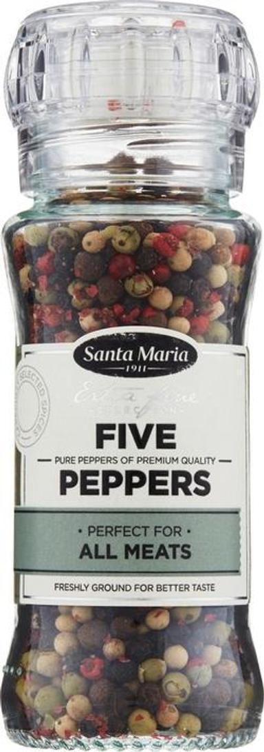 Santa Maria Five Peppers seasoning mix with green pepper mill 60 g - Soposopo