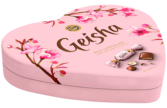 Fazer Geisha Chocolate in Heart-Shaped Tin Box 158g - Soposopo