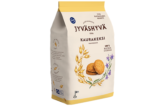 Fazer Jyvashyva Kaurakeksi 100% oat Biscuits 1 Pack of 350g - Soposopo