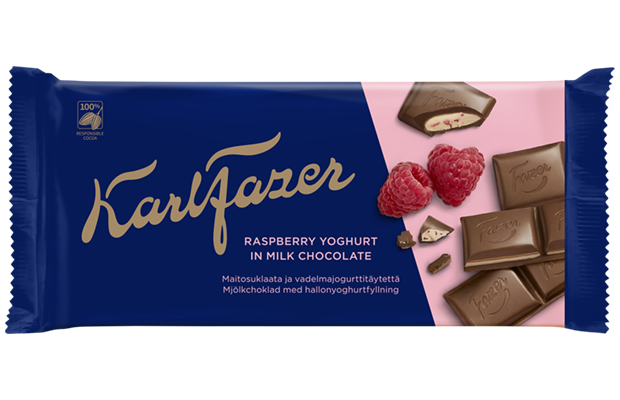 Fazer Karl Fazer Raspberry Yoghurt Chocolate 1 bar of 121g - Soposopo