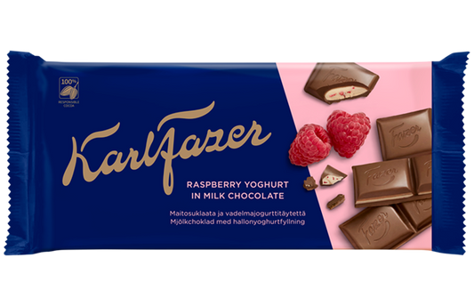 Fazer Karl Fazer Raspberry Yoghurt Chocolate 1 bar of 121g - Soposopo
