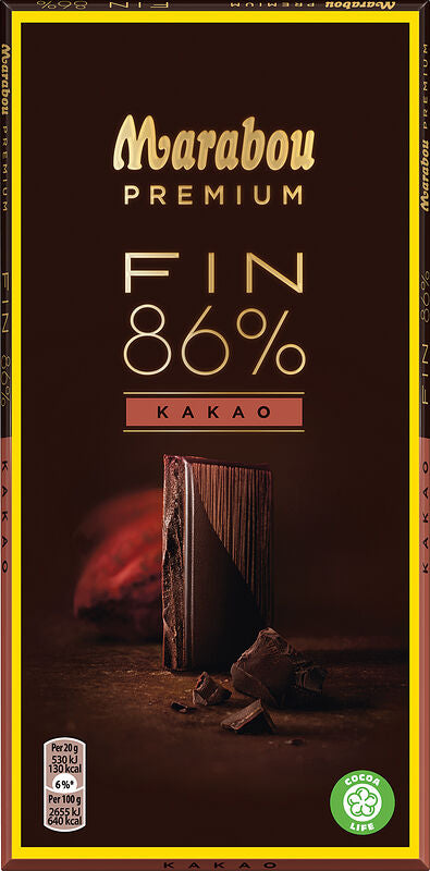 Marabou Premium Fin 86% Cocoa Dark Chocolate Bar 100g - Soposopo