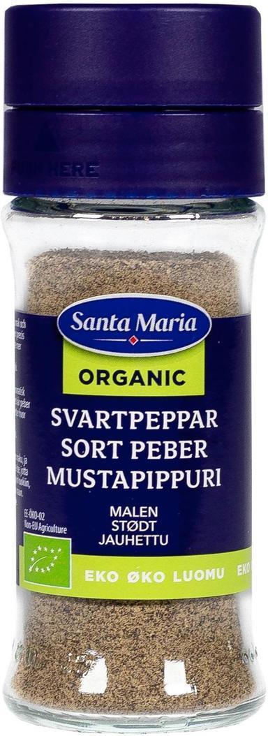 Santa Maria Black Pepper Ground Organic. jar 33g - Soposopo