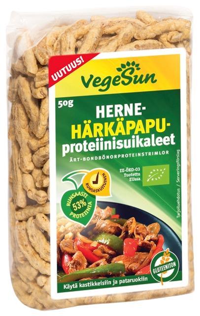 VegeSun 50 g Pea and Fava Bean Protein Strips - Suomibox