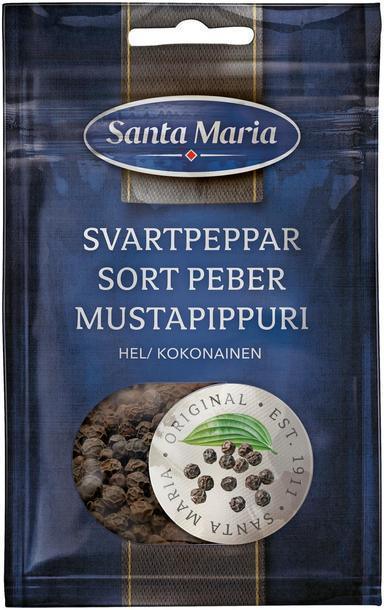 Santa Maria whole Black Pepper. bag 22g - Soposopo