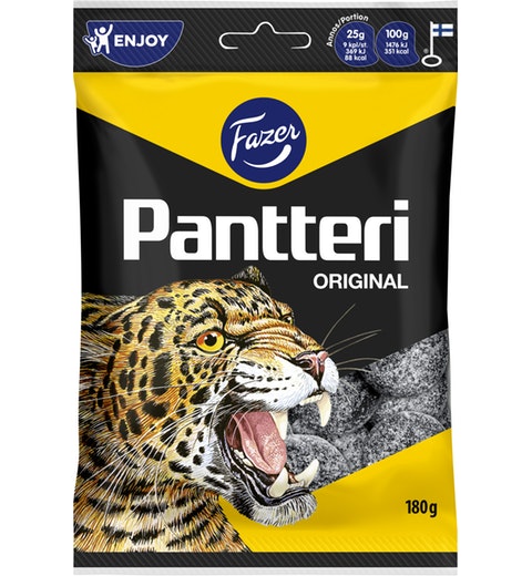 Fazer Pantteri wine gum Liquorice 1 Pack of 180g 6.3oz - Soposopo