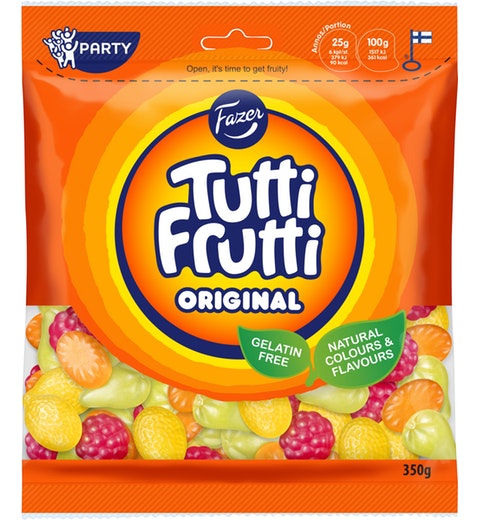 Fazer Tutti Frutti Original natural colours Gummy 1 Pack of 350g 6.3oz - Soposopo