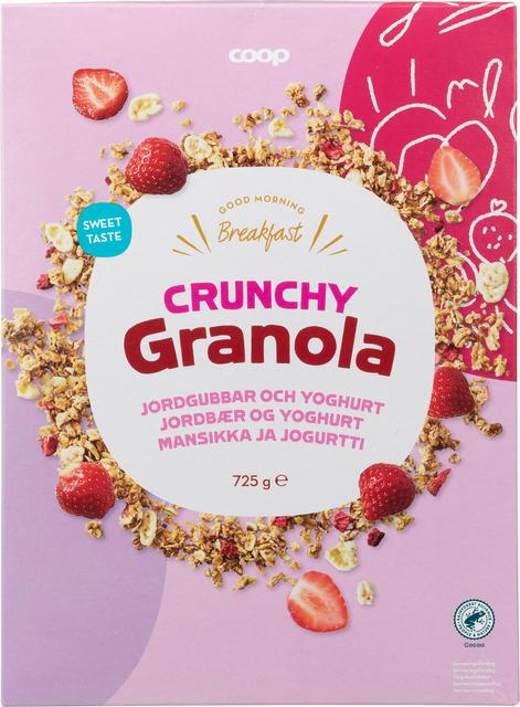 Coop crunchy granola strawberry and yogurt 725 g - Suomibox