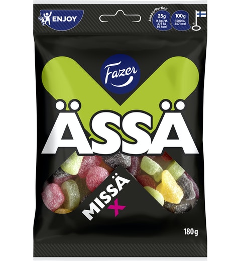 Fazer Assa Missa X wine gums fruit and liquorice Gummy 1 Pack of 180g - Soposopo