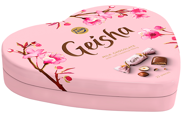 Fazer Geisha Chocolate in Heart-Shaped Tin Box 158g - Soposopo