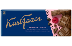 Fazer Karl Fazer Raspberry & Liquorice milk Chocolate 1 bar of 200g - Soposopo
