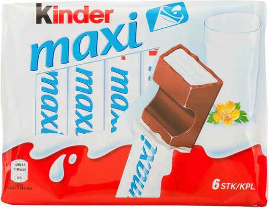 Kinder Maxi milk chocolate with milk filling 126g (6pcs) - Soposopo