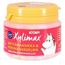 Fazer Moomin Xylimax Wild strawberry and peach & raspberry Pastilles 1 Jar of 90g - Soposopo